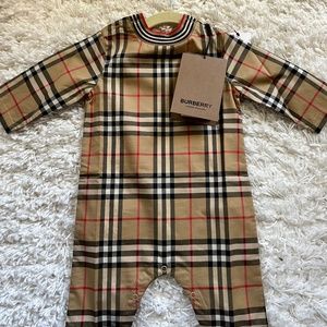 Baby Burberry Check Longsleeve Playsuit